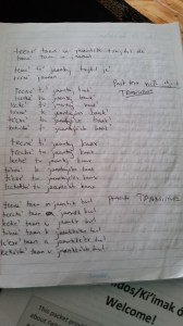 One of at least ten pages of conjugations I've learned. And it's only day 3 of Mayan class!